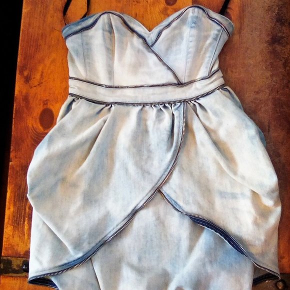 Denim Zipper Dress - Picture 2 of 3